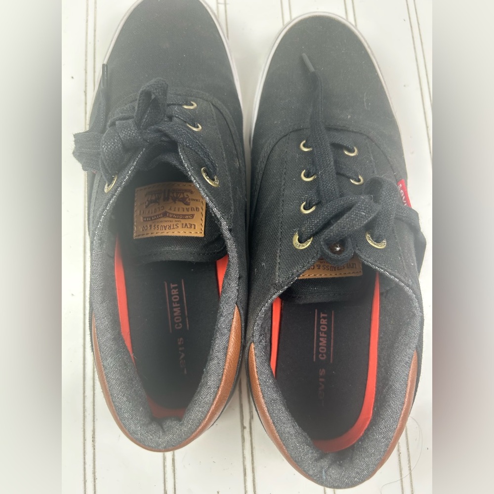 Levi’s Black Canvas Low Top Casual Streetwear Sneakers Men’s Size 9.5 - Picture 11 of 11